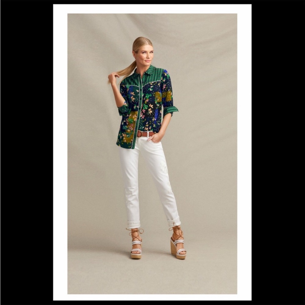 CAbi Bronco Floral Patchwork Button Up Shirt M - image 6